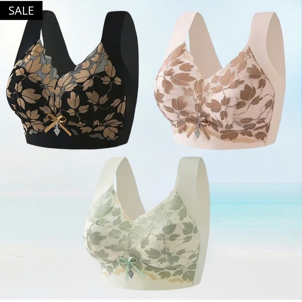 Senobra Black and Gold Leaf Bra